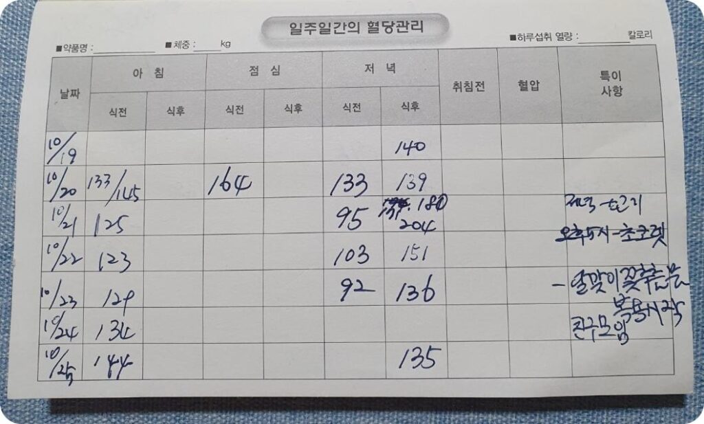 혈당 기록1